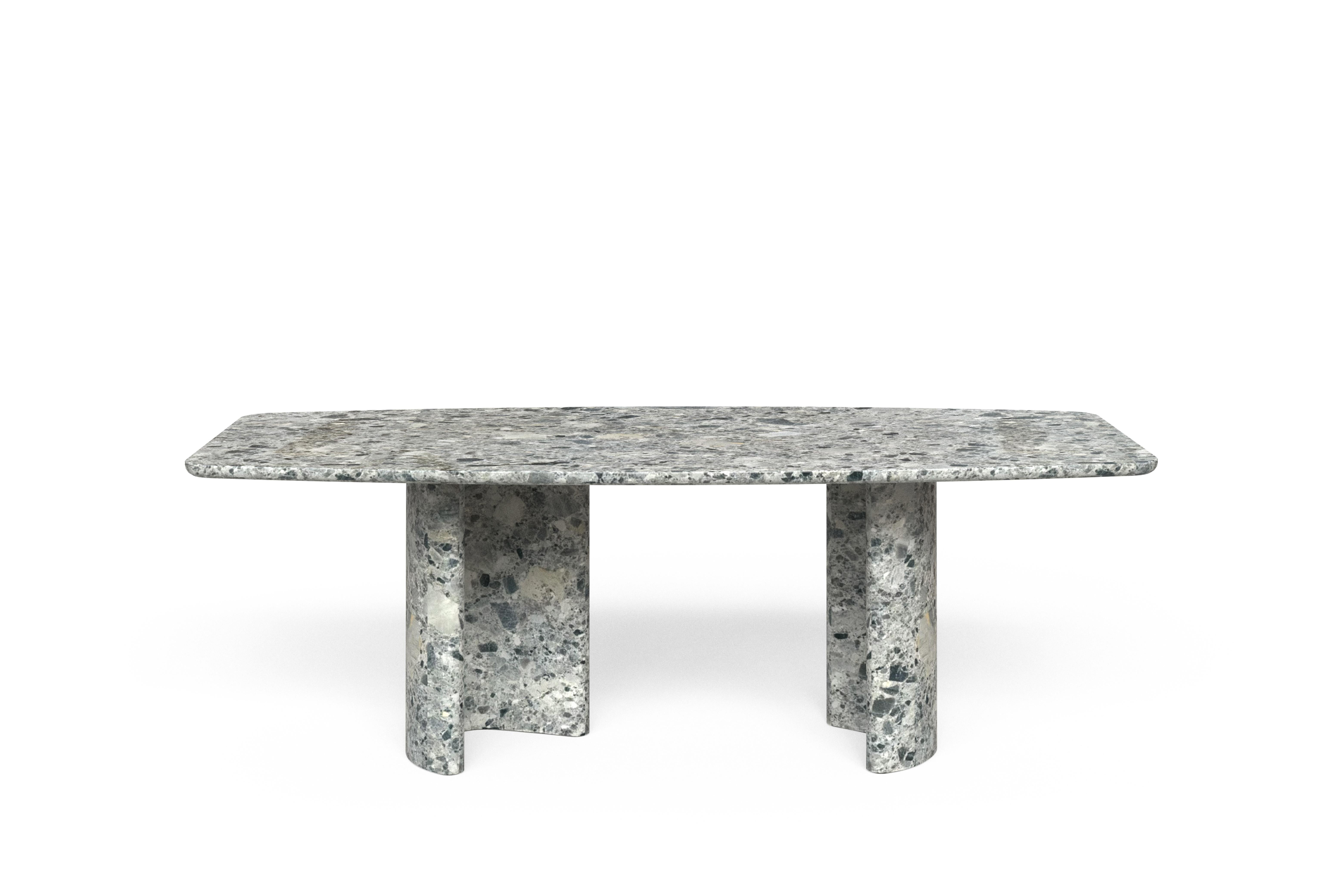 XXIe siècle et contemporain Table de salle à manger moderne C&C Ceppo Grey Stone fabriquée à la main au Portugal par Greenapple en vente