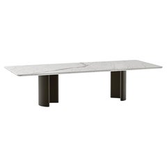 Modern CC Statuario Marble and Brass Dining Table, Handmade By Greenapple