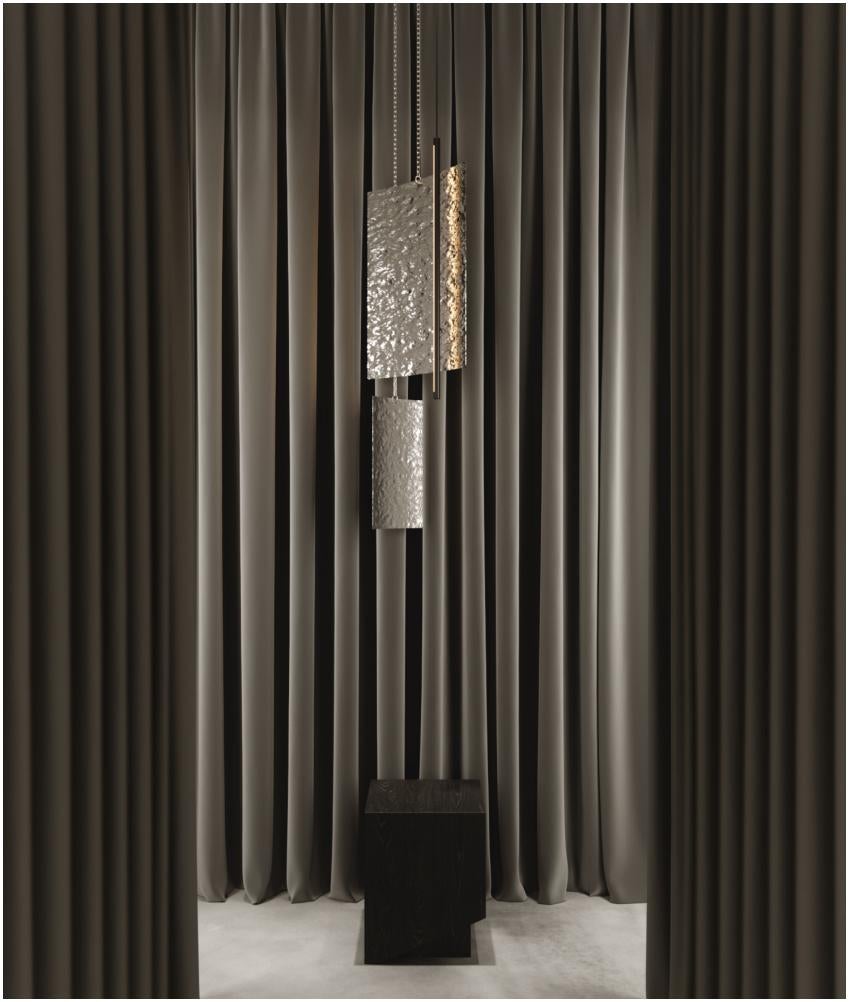 XXI secolo e contemporaneo Lampada a sospensione da soffitto moderna - Lampada a pannello a LED - Timbro martellato - Media in vendita