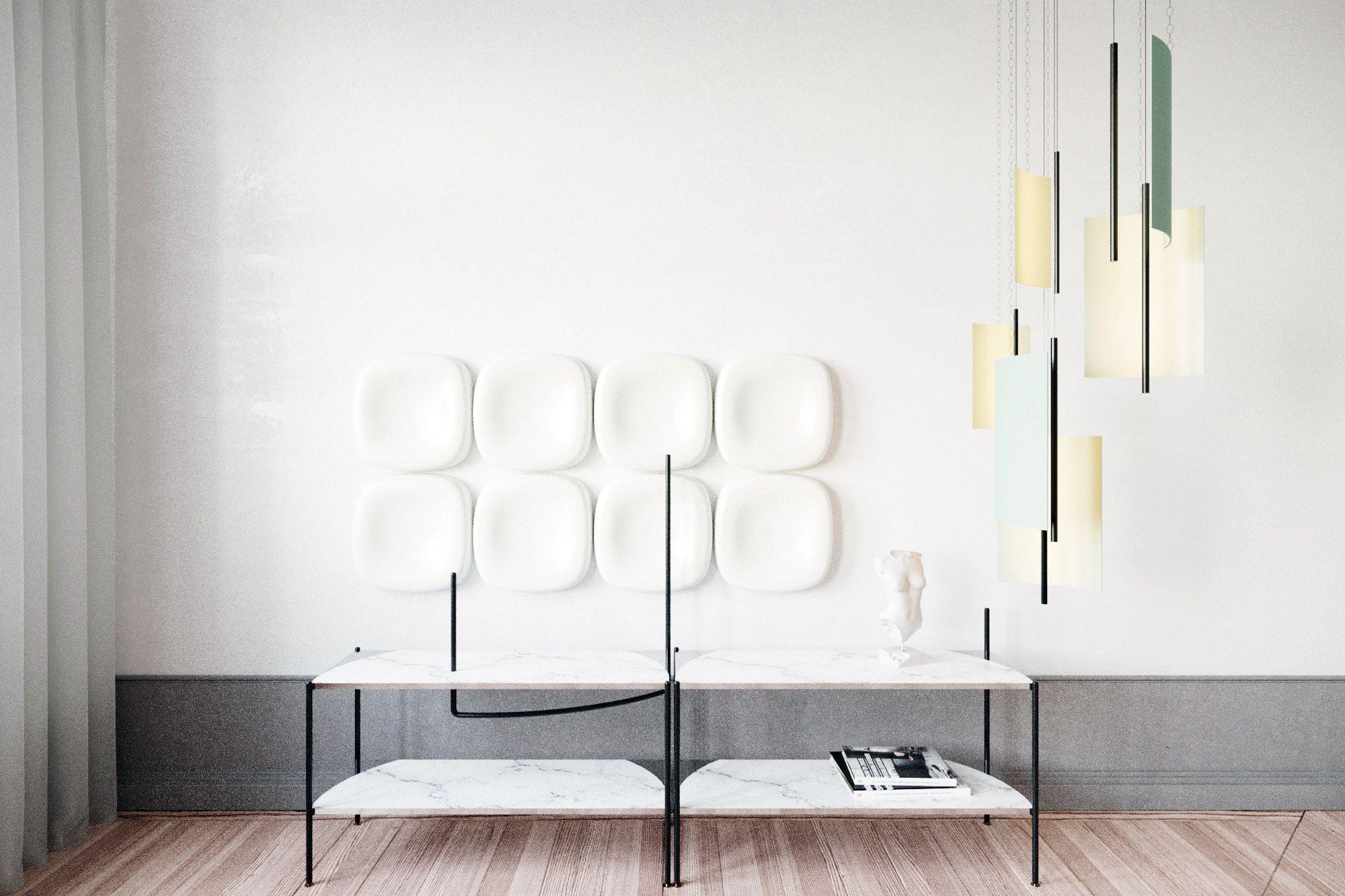 Lampada a sospensione da soffitto moderna - Lampada a pannello a LED - Blu dipintou2028- Piccolo in vendita 2