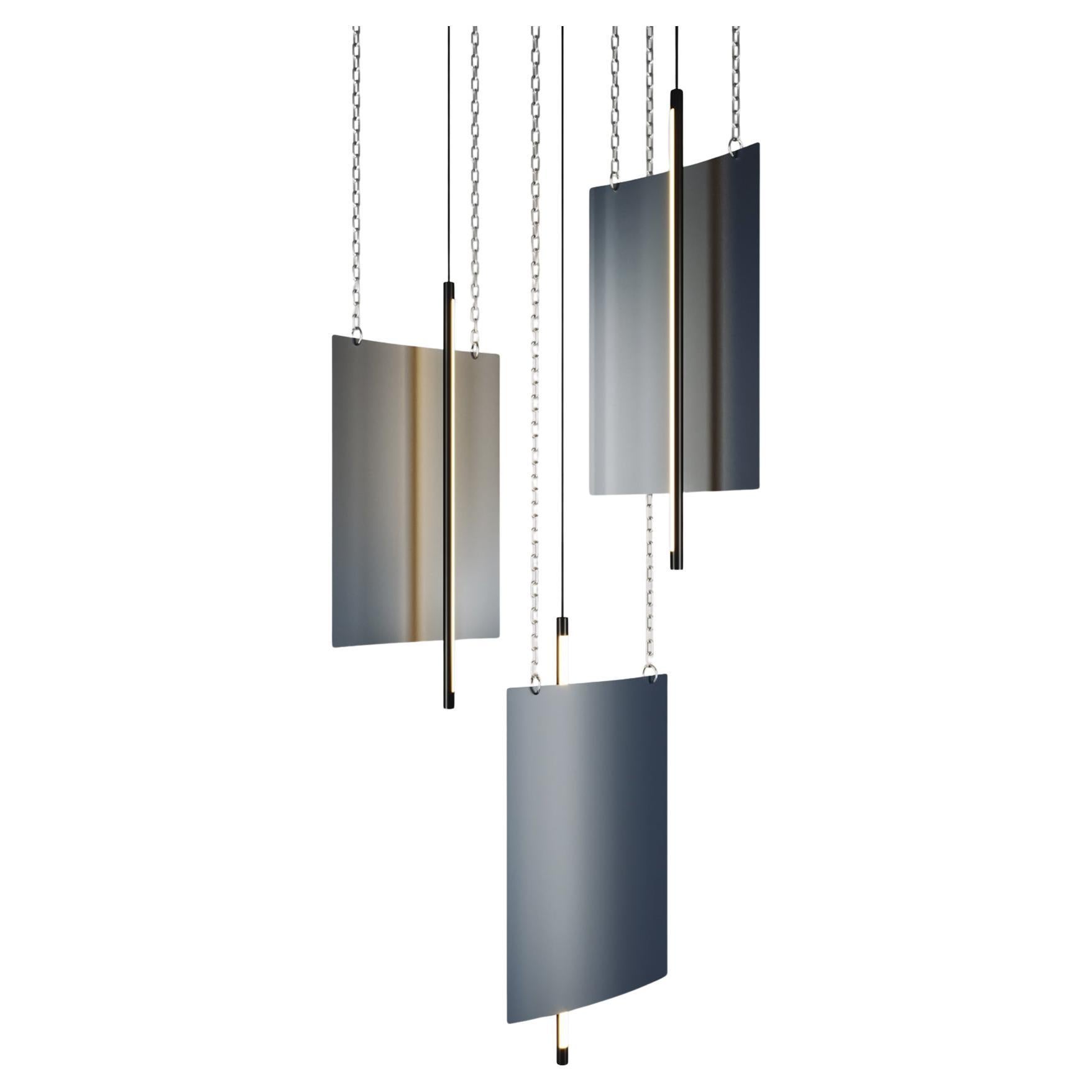 Lampada a sospensione da soffitto moderna - Lampada a pannello a LED - Blu dipintou2028- Piccolo