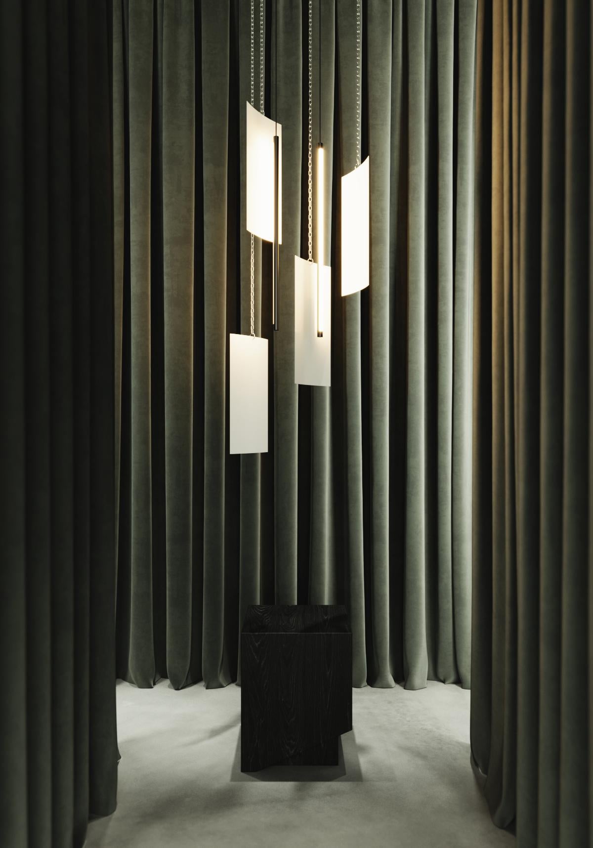 Lampada a sospensione da soffitto moderna - Lampada a pannello a LED - Painted Olive - Small in vendita 9