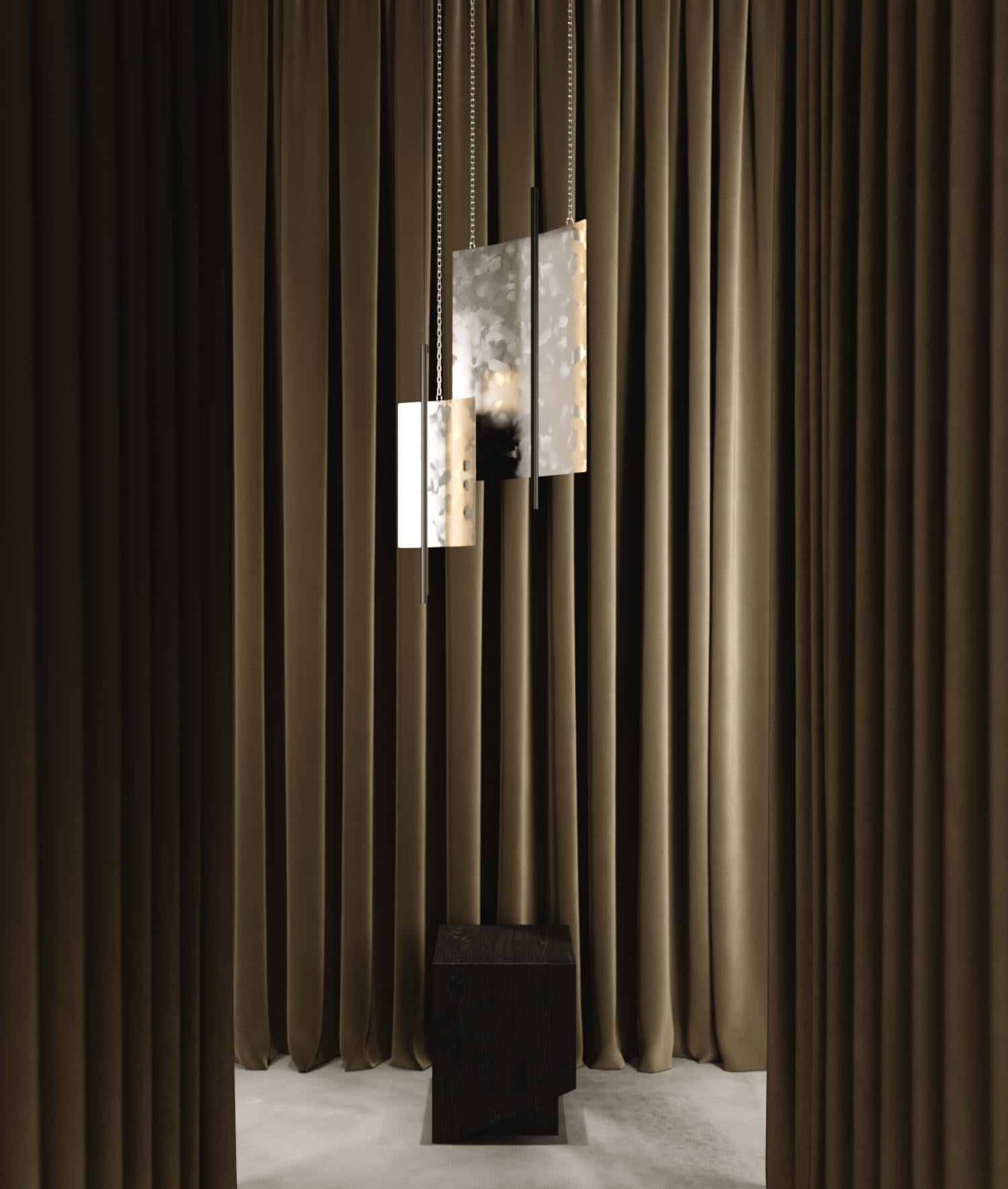 XXI secolo e contemporaneo Lampada a sospensione da soffitto moderna - Lampada a pannello a LED - Painted Olive - Small in vendita