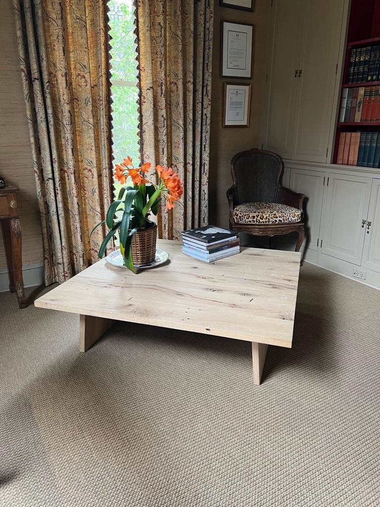 Modern Center Table in Solid White Oak For Sale 3