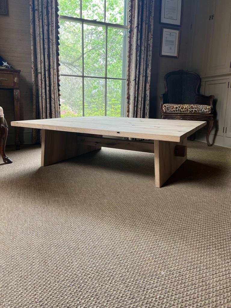 Modern Center Table In Solid White Oak For Sale 5