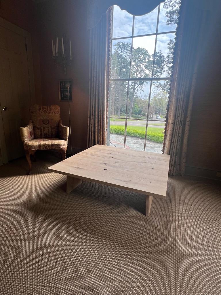 Contemporary Modern Center Table In Solid White Oak For Sale