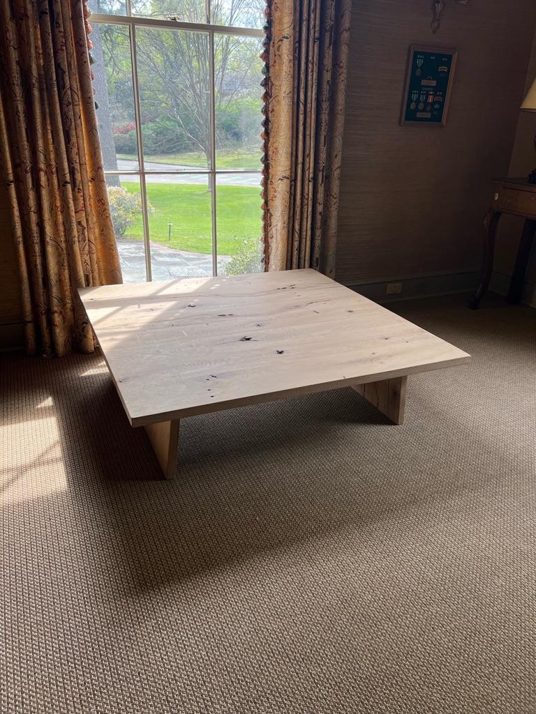Wood Modern Center Table in Solid White Oak For Sale