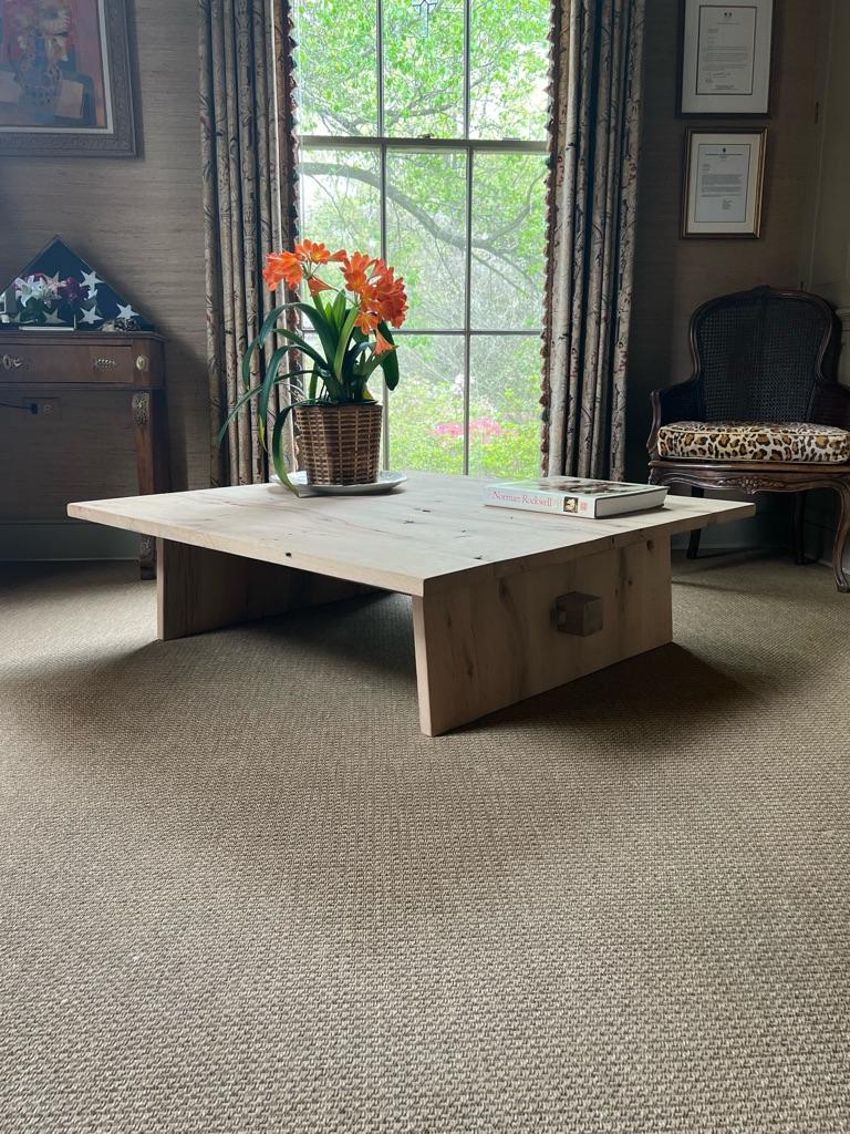 Modern Center Table In Solid White Oak For Sale 2