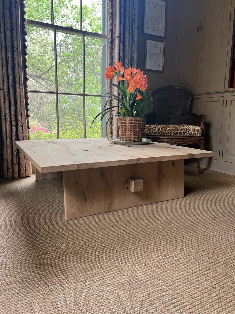 Modern Center Table In White Oak For Sale 3