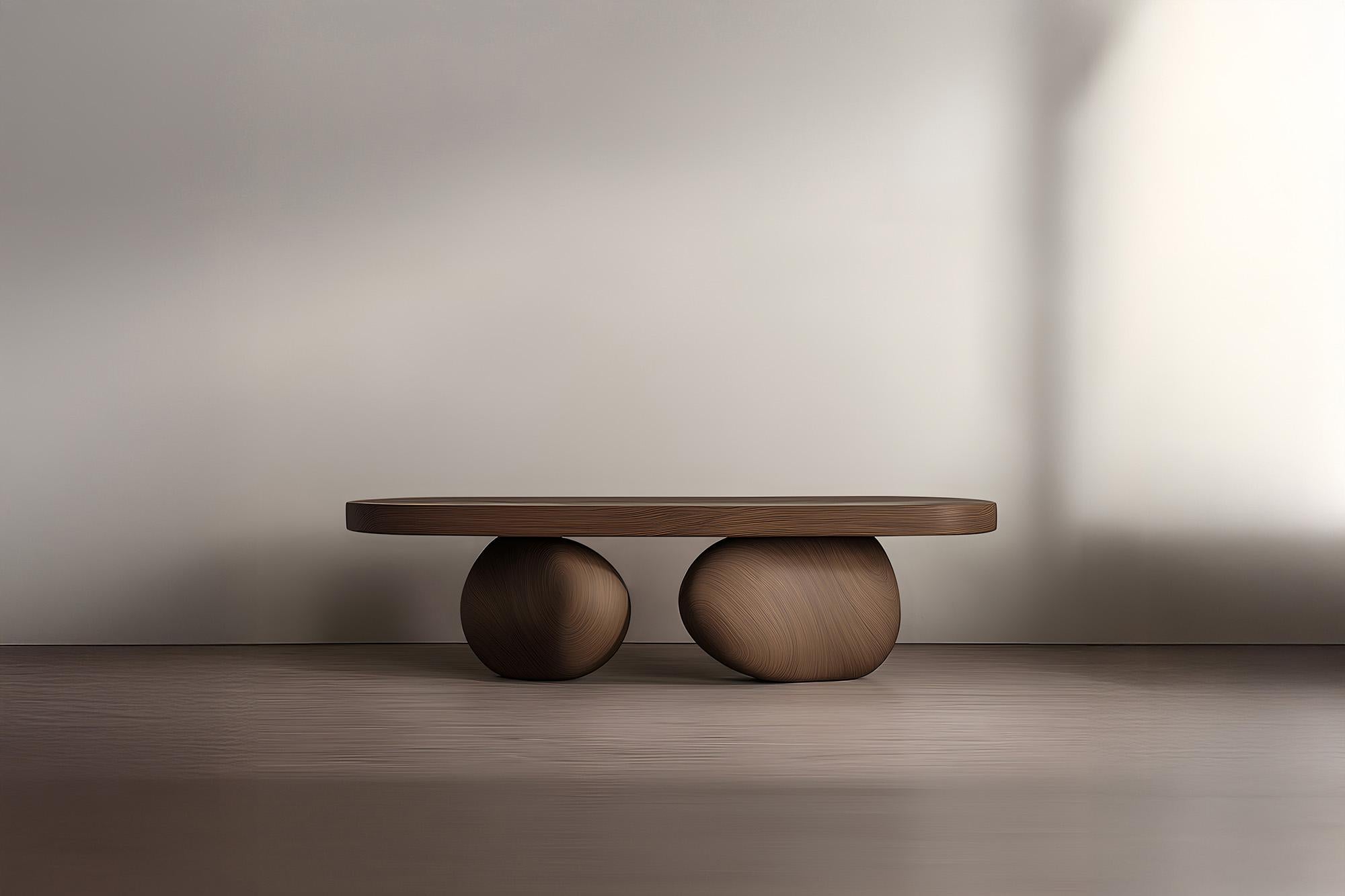 Brutalist Modern Center Table Serie 22 by Joel Escalona – Solid Wood with Pebble Legs For Sale