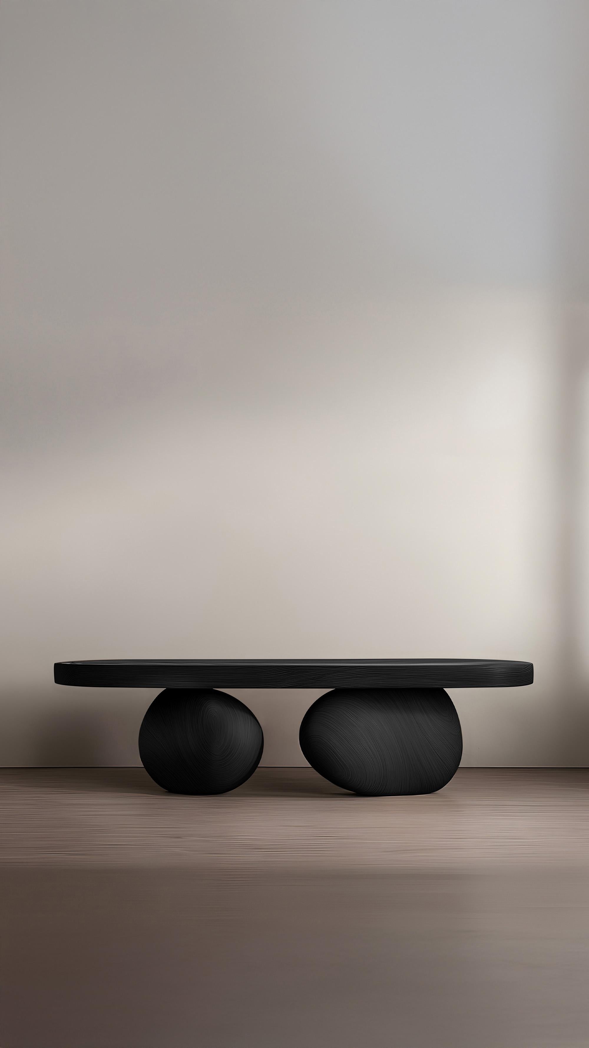 Mexican Modern Center Table Serie 22 by Joel Escalona – Solid Wood with Pebble Legs For Sale