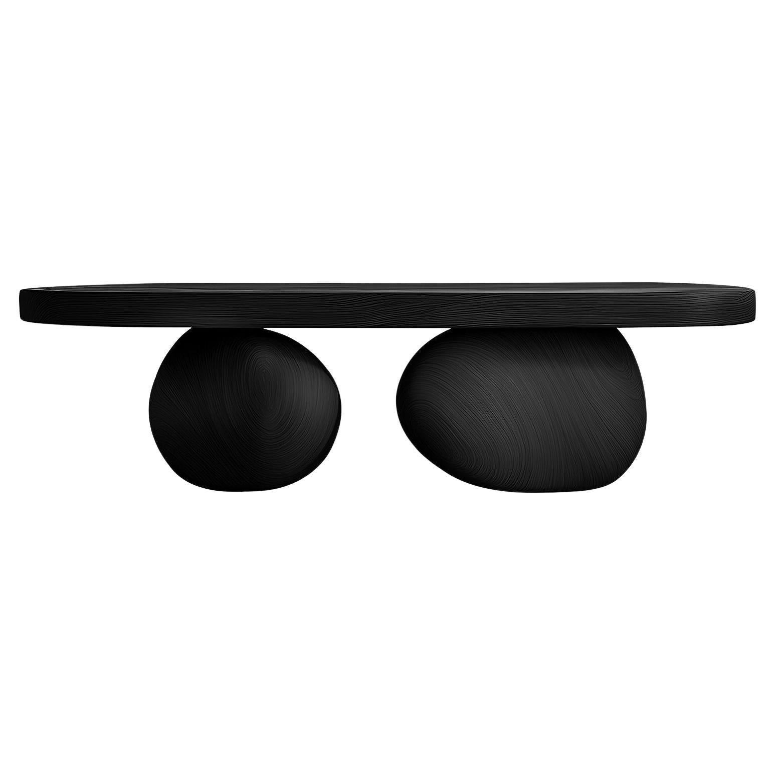Mesa de centro moderna Serie 22 de Joel Escalona - Madera maciza con patas de canto rodado