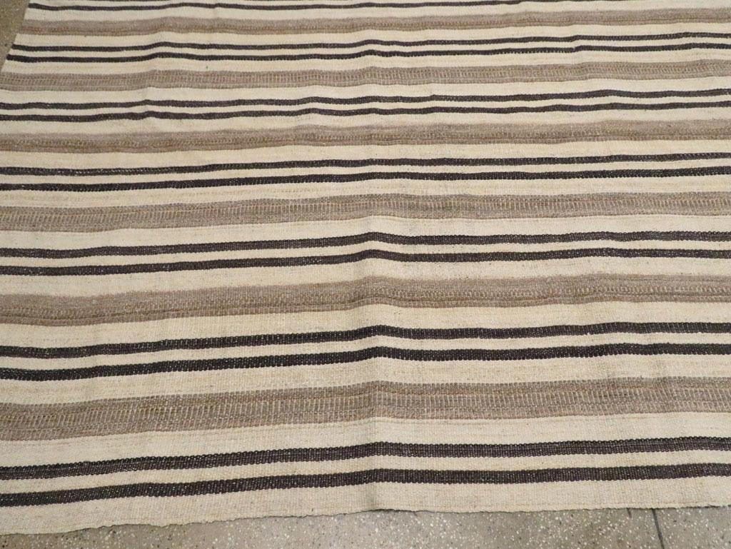 Wool Modern Century Handmade Turkish Flatweave Kilim Large Room Size Carpet For Sale