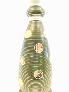 Modern Ceramic and Brass Hand Painted Table Lamp, circa 1960s