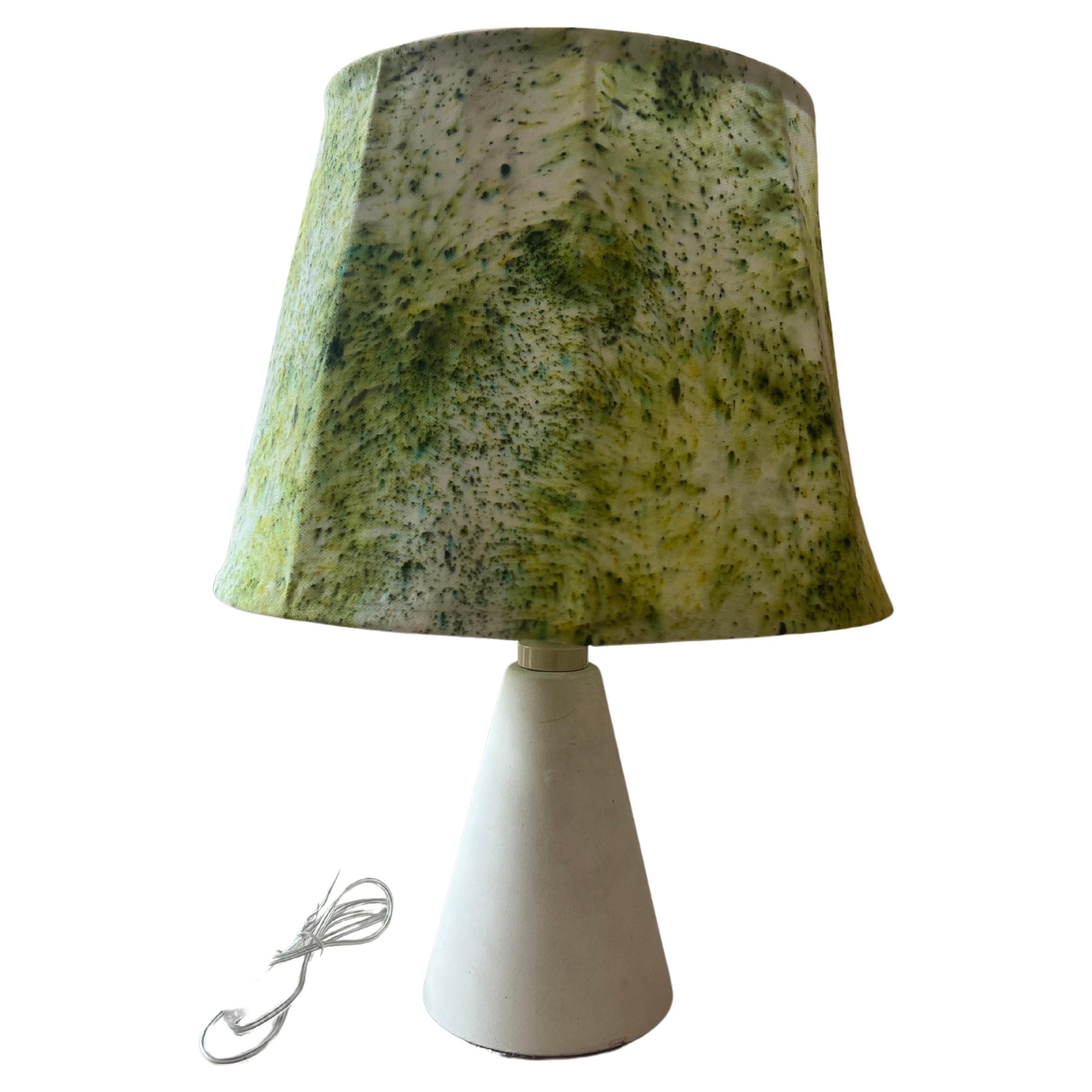 Modern Ceramic, Brass and Leather Table Lamp, White For Sale