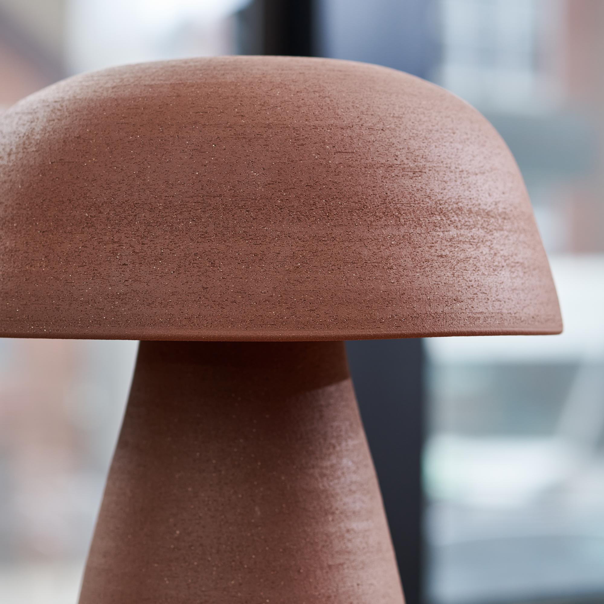 Contemporary Modern Ceramic Brown Mushroom Table Lamp by Nicholas Pourfard For Sale