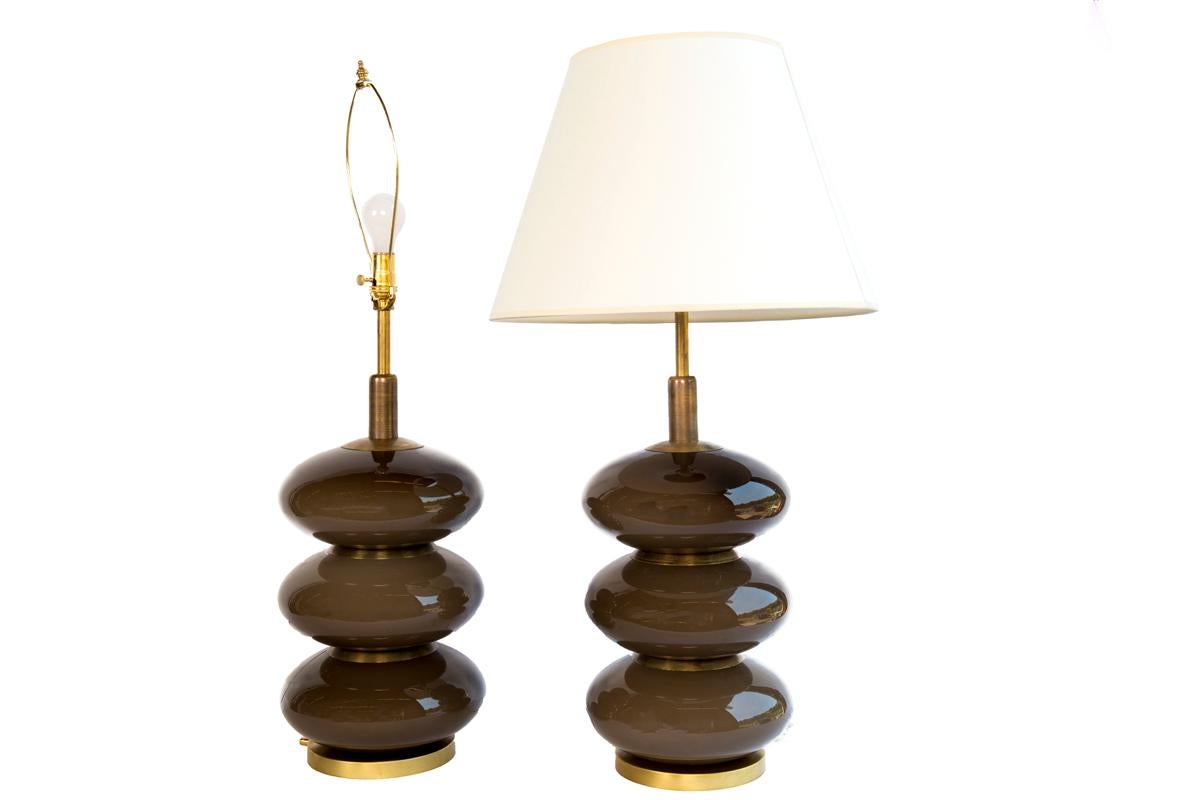 Modern brown ceramic French lamp
Measures: 24.5 inches to the top of the socket - see pictures.