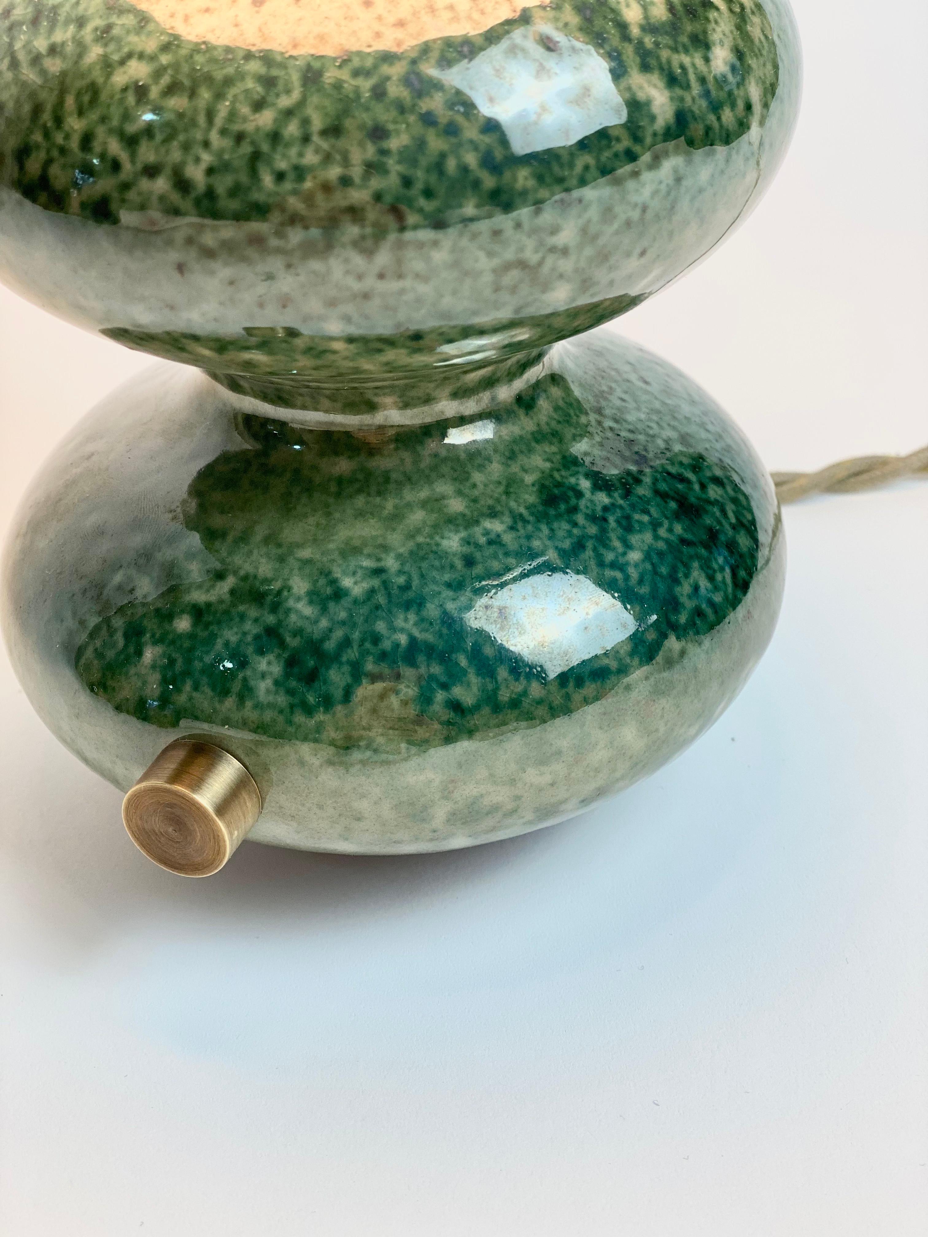 Modern Ceramic Handmade Wave Form Table Lamp in Green by Forma Rosa Studio In New Condition For Sale In Brooklyn, NY