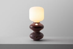 Modern Ceramic Handmade Wave Form Table Lamp in Oxblood by Forma Rosa Studio