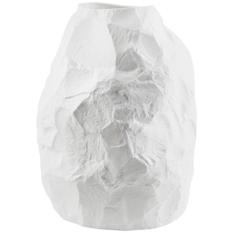 Moderne moderne Vase aus Keramik in Übergröße mit geschlossener Platte in Weiß, große Vase 2 (Glasiert) im Angebot