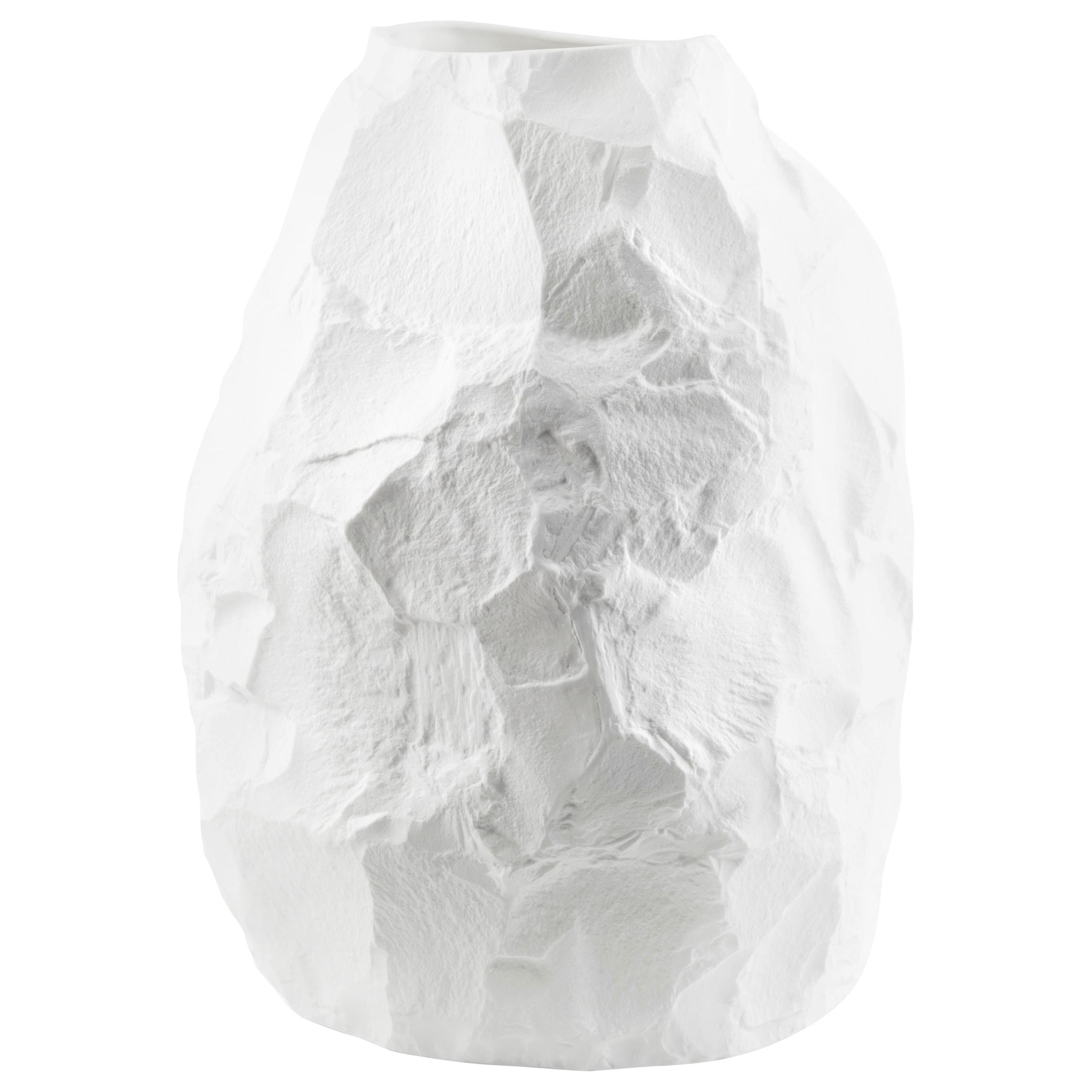 Vase moderne surdimensionné en céramique blanche avec dessus fermé en blanc, grand vase 2