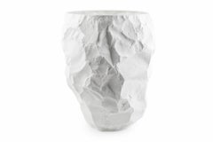 Vaso moderno in ceramica di grandi dimensioni con coperchio aperto in bianco, Big Vase 1
