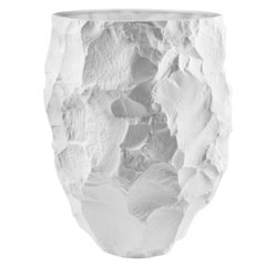 Moderne übergroße Keramikvase mit offener Platte in Weiß, große Vase 1