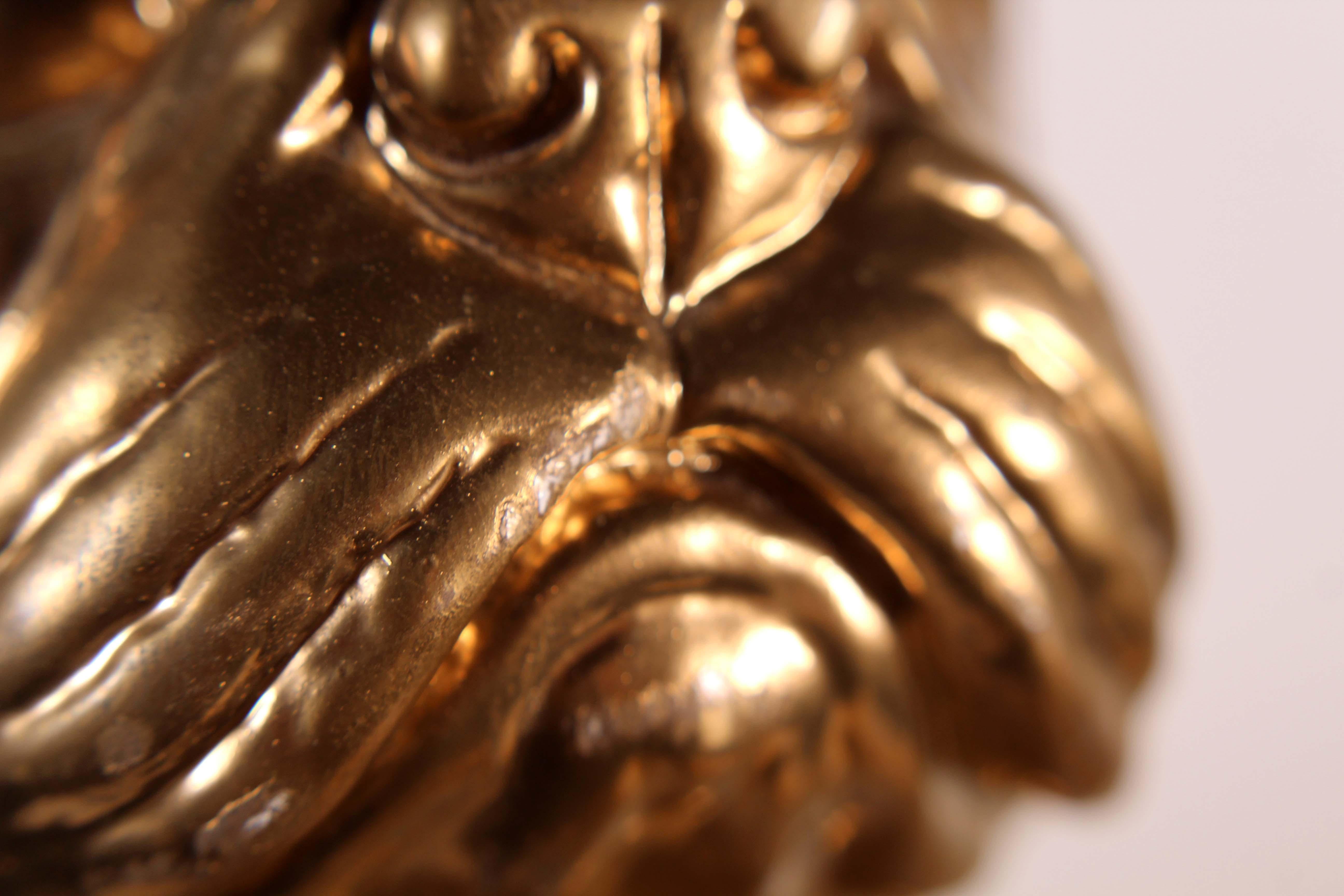 Modern Ceramic Sculpture Frenchie Title 24k Gold Bone Homage to Damien Hirst 8