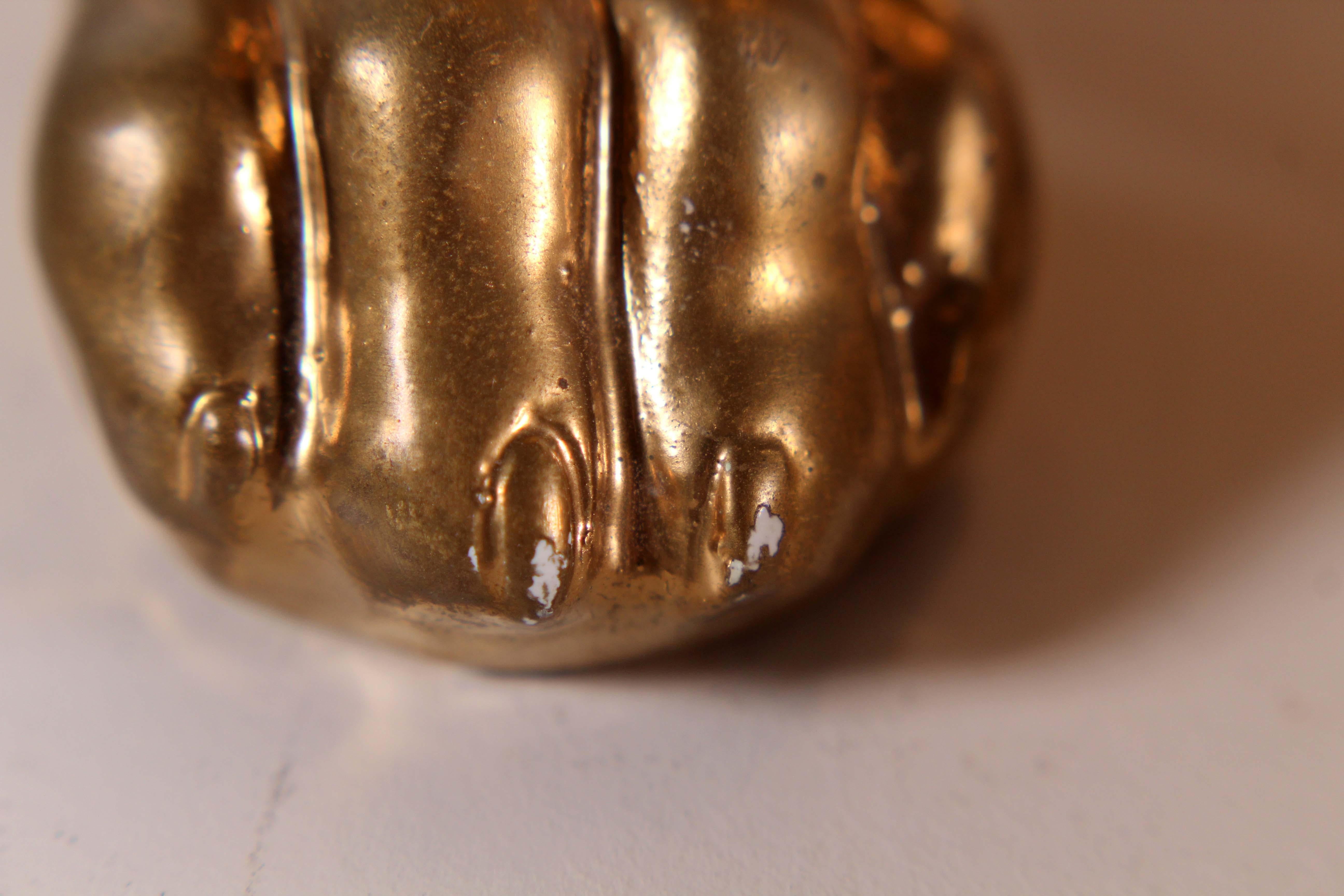 Modern Ceramic Sculpture Frenchie Title 24k Gold Bone Homage to Damien Hirst 10