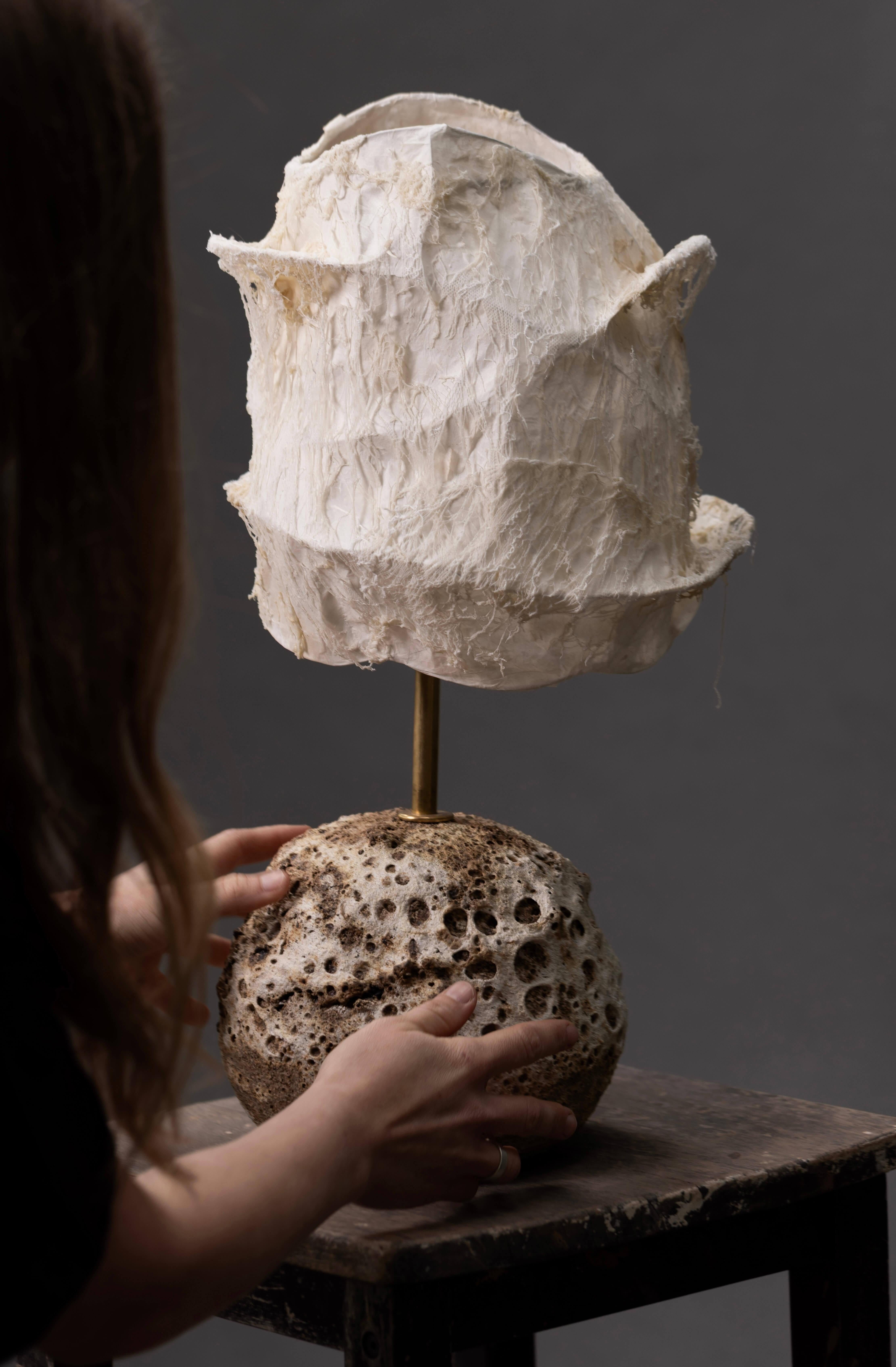 Hand-Crafted Modern Ceramic Table Lamp with Crater Glaze Finish – Soft Ambient Lighting For Sale