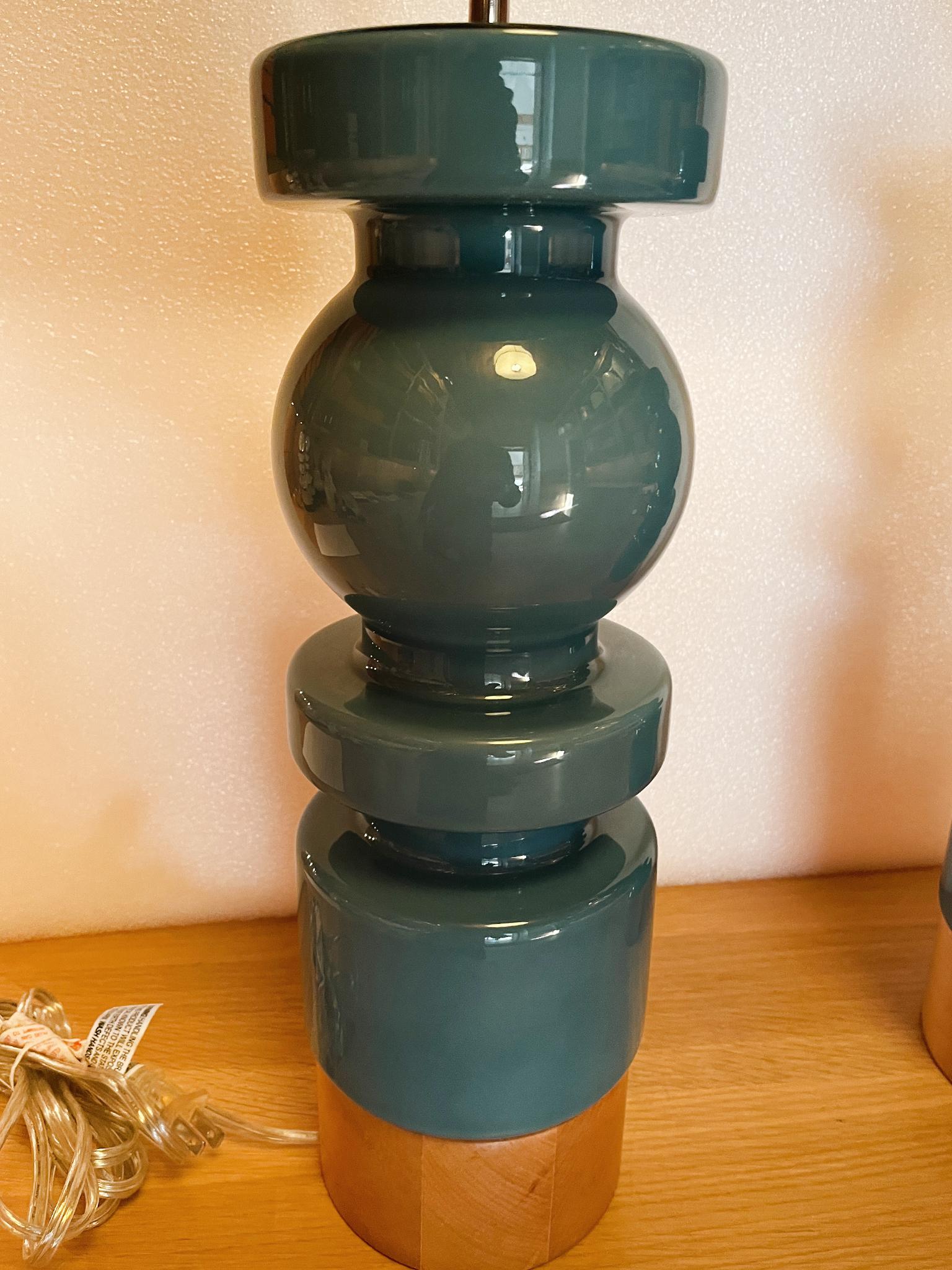 Modern Ceramic Table Lamps in Majestic Blue - A Pair For Sale 1