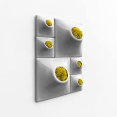 Modern Gray Wall Planter Set, Living Wall Sculpture, Moss Wall Art, Node BR2M