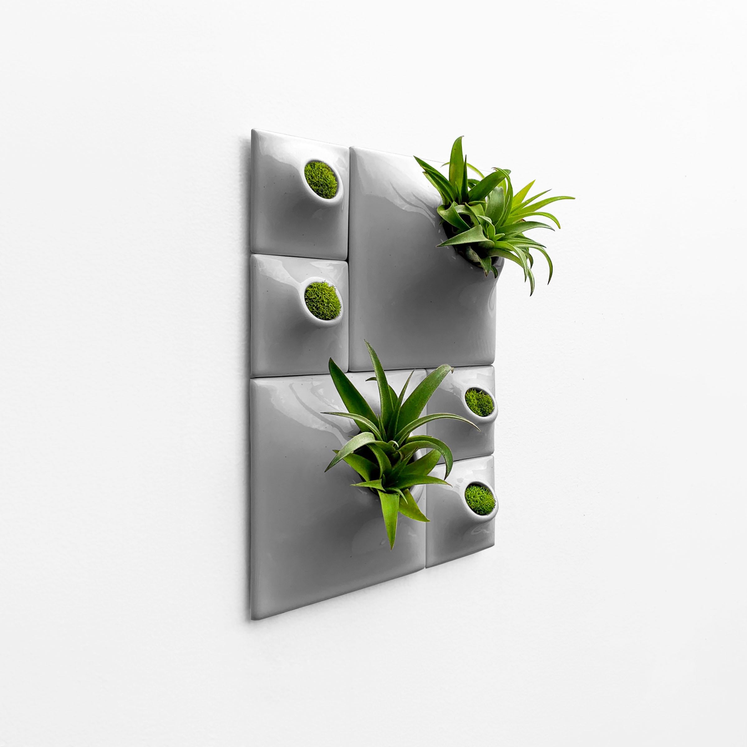 American Modern Gray Wall Planter Set, Living Wall Sculpture, Moss Wall Art, Node BR2M For Sale