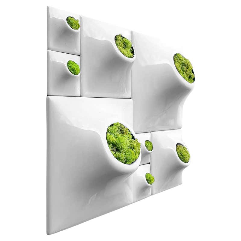 Faceted Modular Ceramic Living Wall Planters, Set of 14 Pieces For Sale ...
