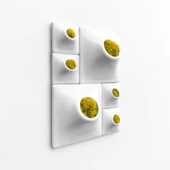 Modern White Wall Planter Set, Living Wall Sculpture, Moss Wall Art, Node BR2
