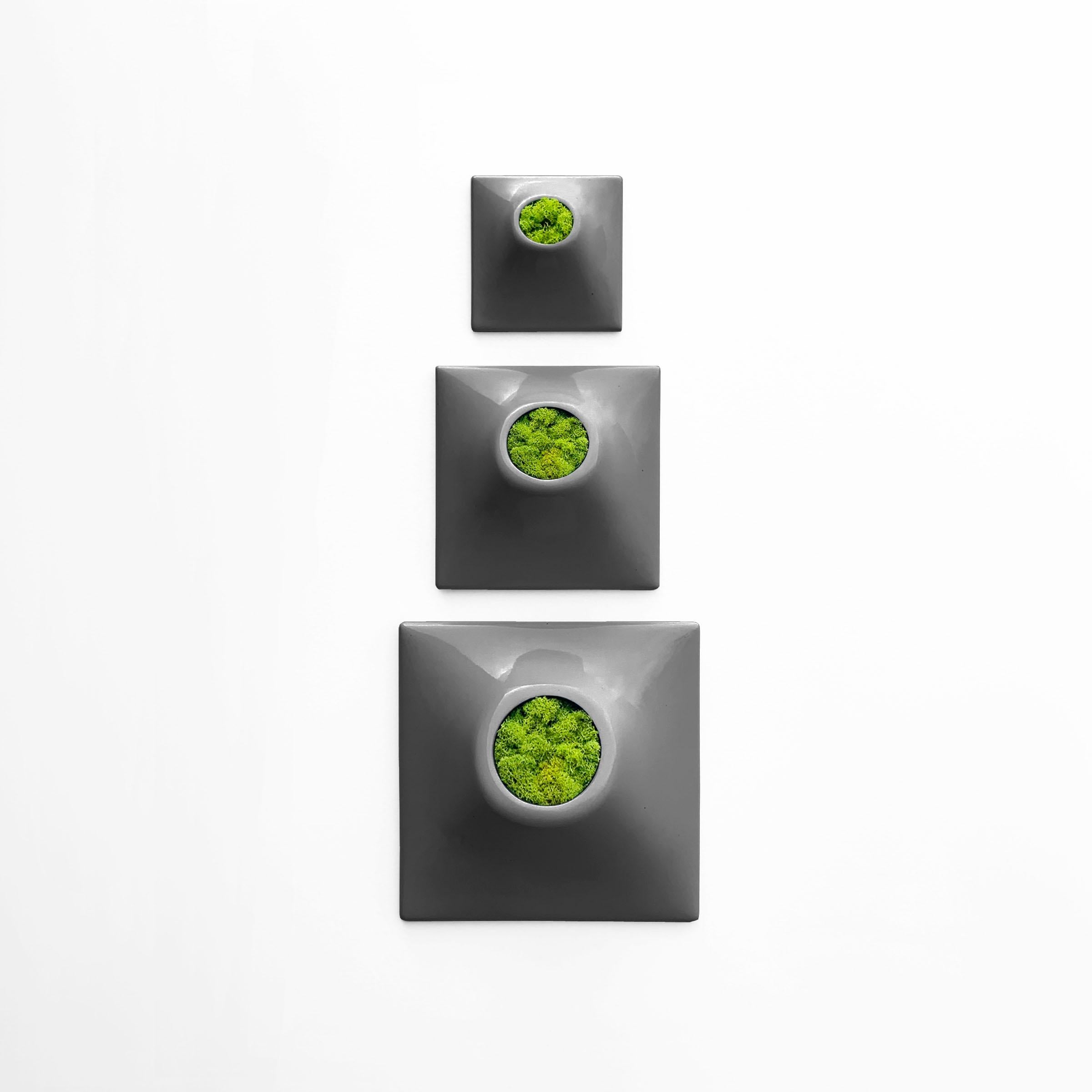 Contemporary Modern Gray Wall Planter Set, Mid Century Modern Decor, Plant Wall Art, Node TPD For Sale