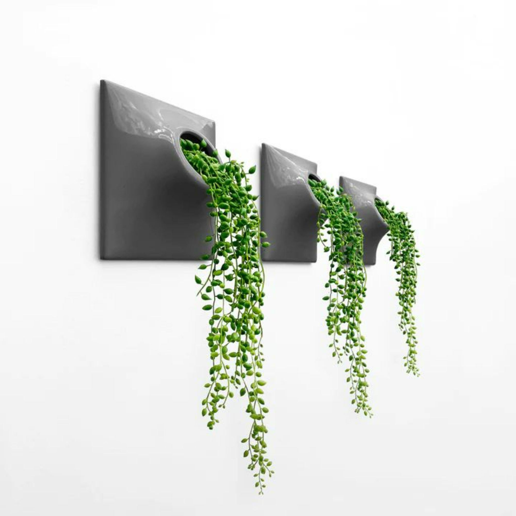 Modern Gray Wall Planter Set, Plant Wall Art, Wall Sculpture, Node 9