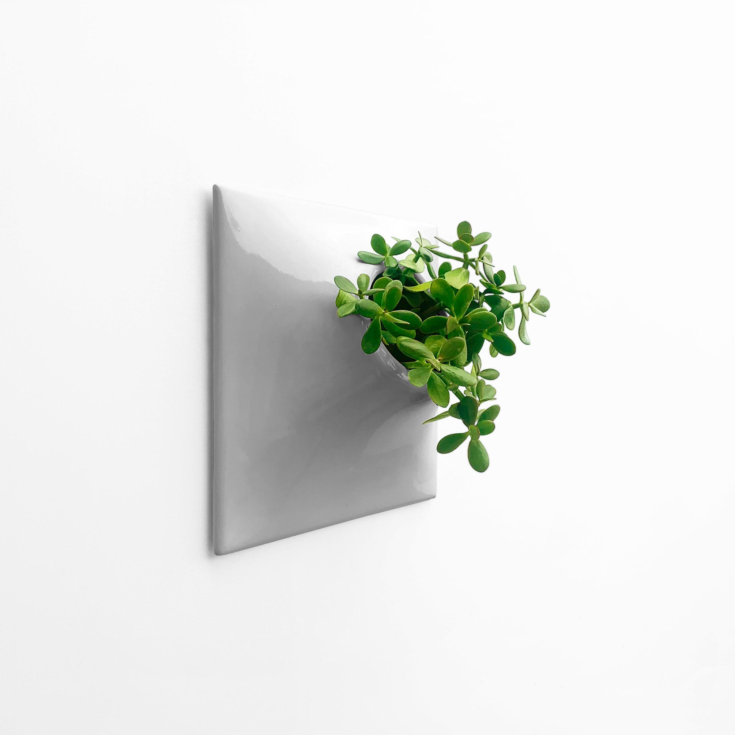 Contemporary Modern Gray Wall Planter, Plant Wall Sculpture, Living Decor, Node 15