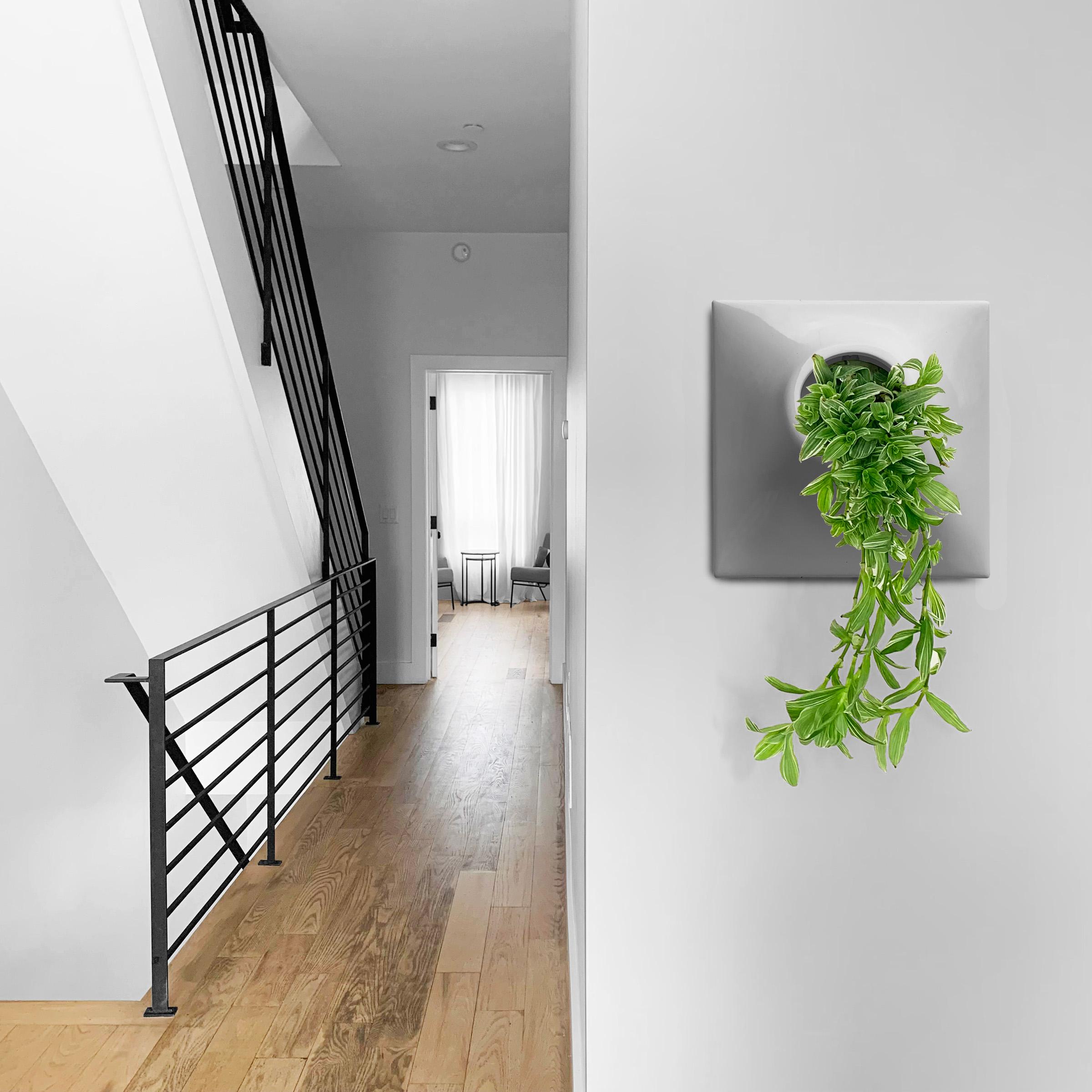 Modern Gray Wall Planter, Plant Wall Sculpture, Living Decor, Node 15