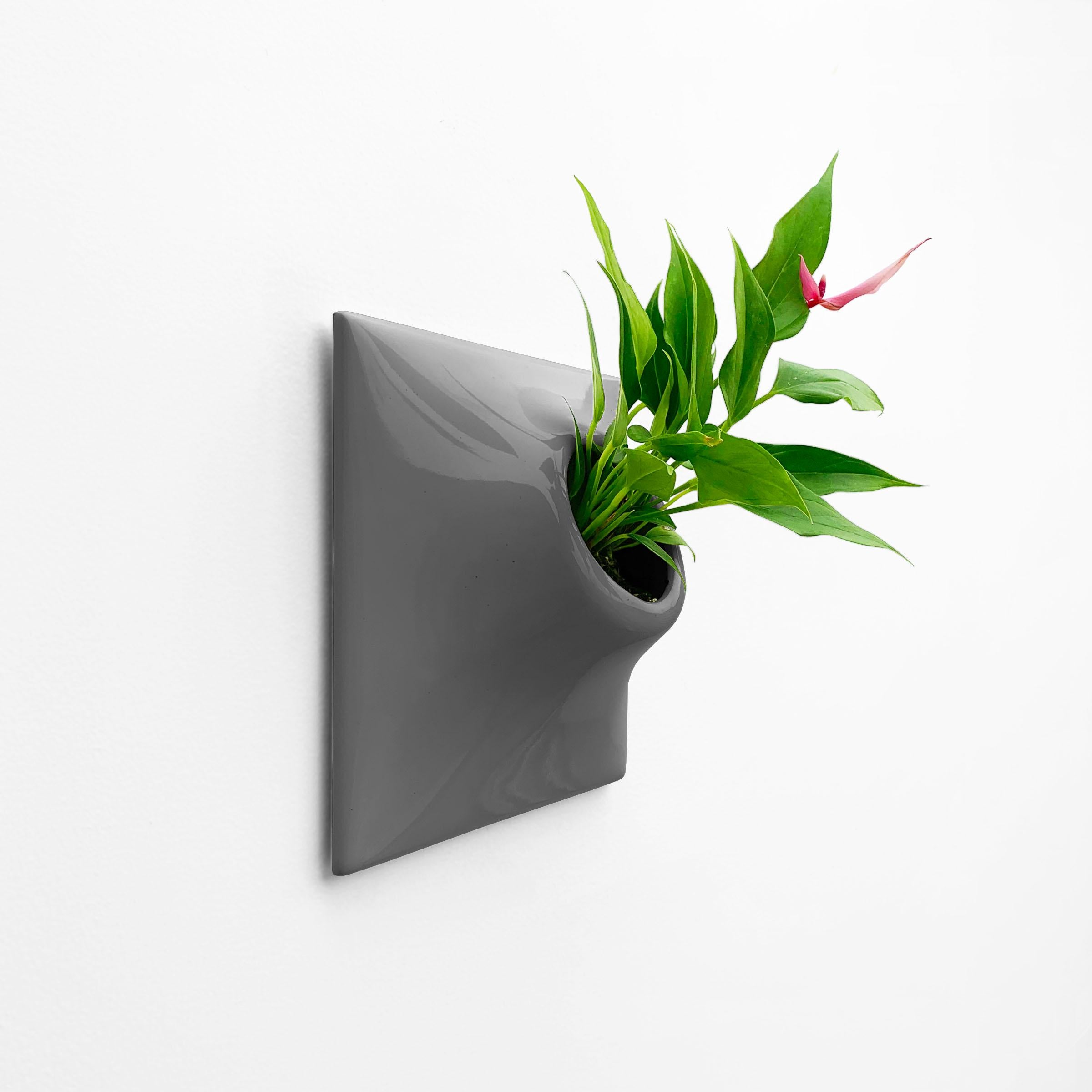 Modern Gray Wall Planter, Plant Wall, Living Wall Sculpture, Node 9