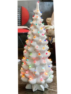 Modern Ceramic White Christmas Tree Lamp, Atlantic Mold YEAR END CLEARANCE