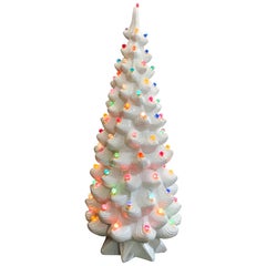 Modern Ceramic White Christmas Tree Lamp, Atlantic Mold Monumental Holiday Decor