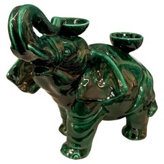 Bougeoir en céramique moderne Gatti 1928 en forme d'éléphant de la forêt vert 