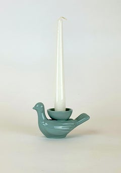 Modern Ceramica Gatti 1928 Ceramic Little Powder Blue Dove Candle Holder