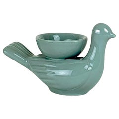 Modern Ceramica Gatti 1928 Ceramic Little Powder Blue Dove Candle Holder