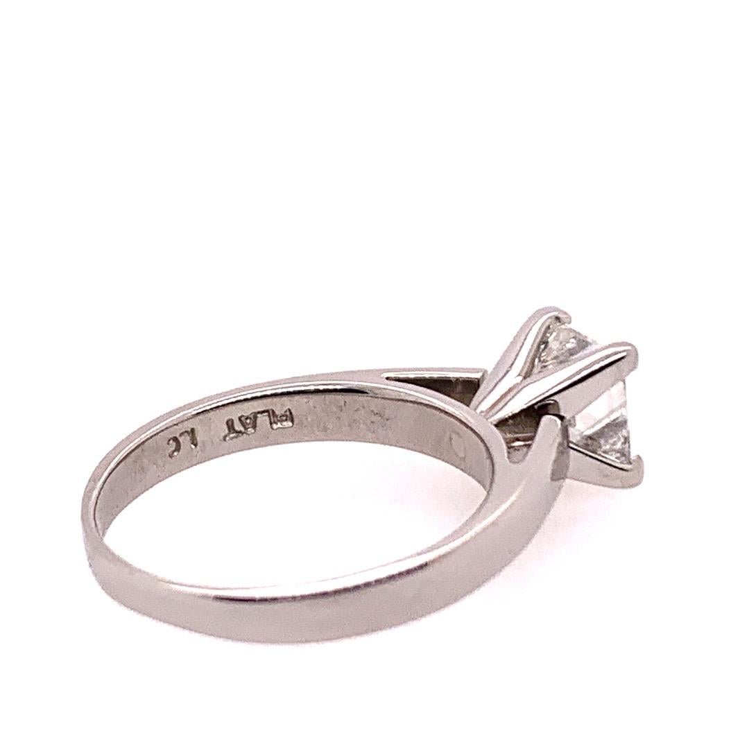 Princess Cut Modern Certified 1.21 Carat Natural Princess I Diamond Platinum Engagement Ring