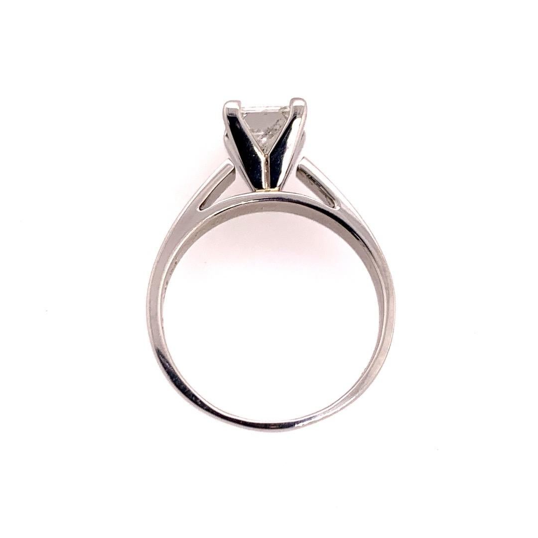 Women's Modern Certified 1.21 Carat Natural Princess I Diamond Platinum Engagement Ring