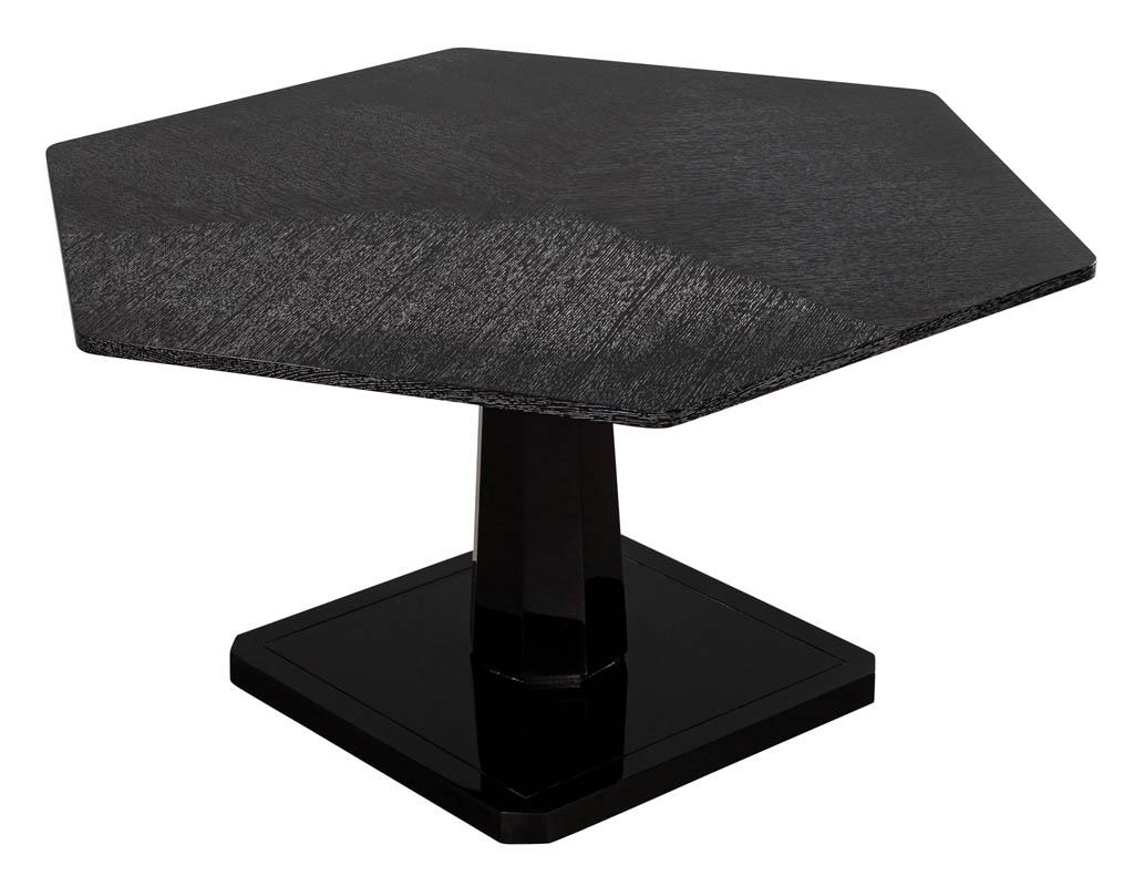 Contemporary Modern Cerused Oak Black Lacquer Foyer Table For Sale