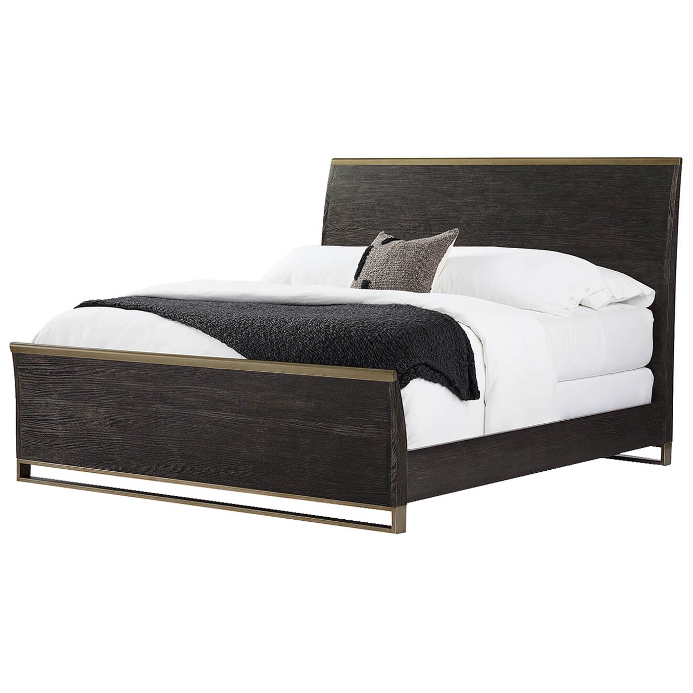 Modern Cerused Oak King Bed For Sale