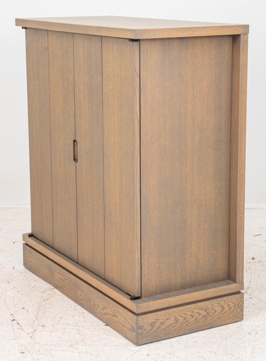 Modern Cerused Wood TV Stand 2 Door Cabinet 2